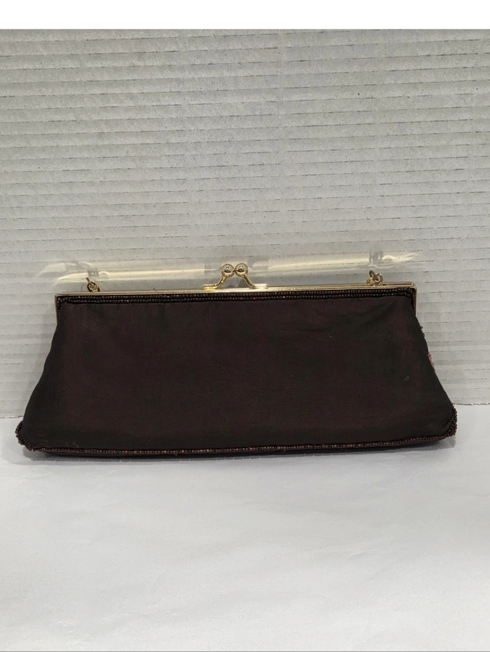 Vintage 90s Y2k Floral Beaded Clutch Handbag - Picture 2 of 8